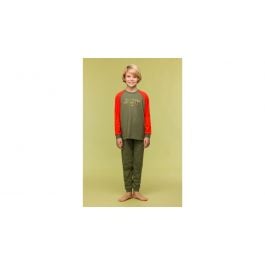 Pyjama garçon Woody manches rouges - Khaki Green