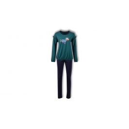Woody Dames Pyjama Donkerblauw - Groen Gestreept