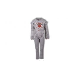 Woody Meisjes Pyjama Gebroken Wit - Grijs Melange Gestreept