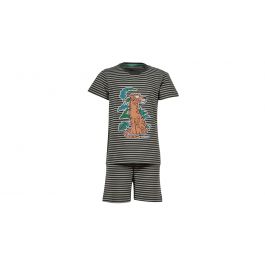 Woody Jongens Pyjama Donkergroen-Gebroken Wit Gestreept