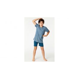 Woody Jongens Pyjama Melange Blauw Banaan