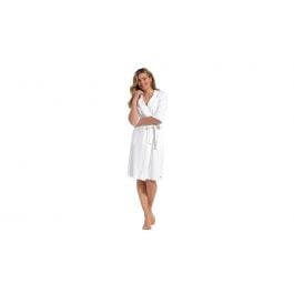 Robe de chambre pour dames Pasha Col châle Manches 3k avec volants - Blanc