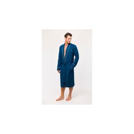 Peignoir homme passepoilé en bois - Bleu foncé