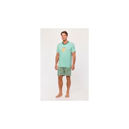 Pyjamas Hommes Woody Sloth Short Plaid - Vert Menthe