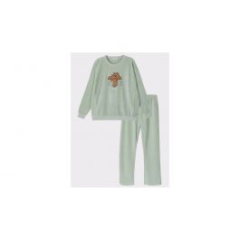 Pyjama fille Woody Velour Rib Broderie - Vert pastel