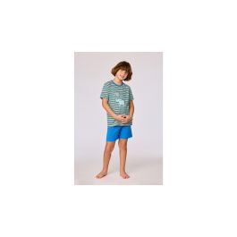 Pyjama Garçons Woody Str T-shirt Elephant - Rayures vertes et bleues