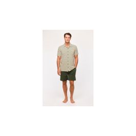 Pyjama homme Woody Stripes Buttoned Uni Short - Beige