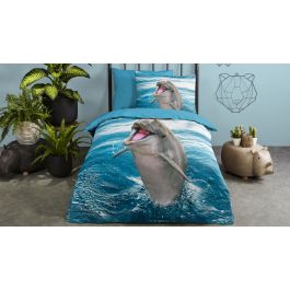 Enveloppe de couette Kids Good Morning Seaworld Jump - Bleu