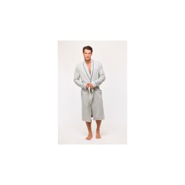 Peignoir homme passepoilé en bois - Gris clair