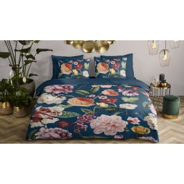Enveloppe de couette Descanso Fiori - Bleu