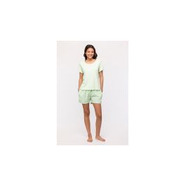 Pyjama femme Woody Short Plaid Frills - Vert pastel