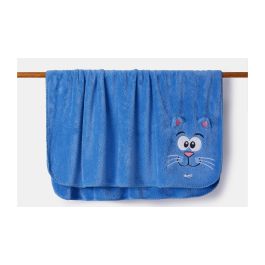 Chat en bois à carreaux - Bleu