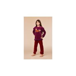 Pyjama Filles Woody Stripes Pony Velour - Rouge foncé