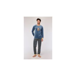 Pyjamas pour hommes Woody Kat Gestr Trousers - Bleu-gris