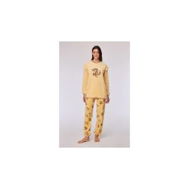 Pyjama femme Woody Cat Velour - Jaune clair