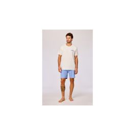 Pyjama homme Woody Blue Short - Ecru