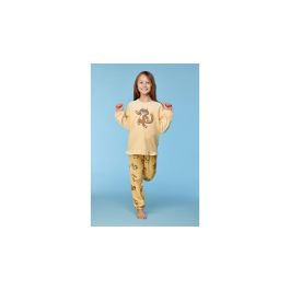 Pyjama fille Woody Cat Velour - Jaune clair
