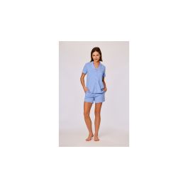 Pyjama femme Woody Shirt Buttons KM Short - Bleu