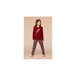 Pyjama fille Woody Pony Multistripe - Rouge foncé