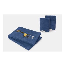 Set 2 serviettes Woody Uni - Bleu foncé