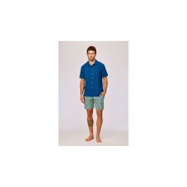 Pyjama homme Woody Str Short Shirt Buttons - Bleu foncé