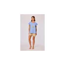 Pyjama femme Woody Str Short Fringe Animals - Bleu