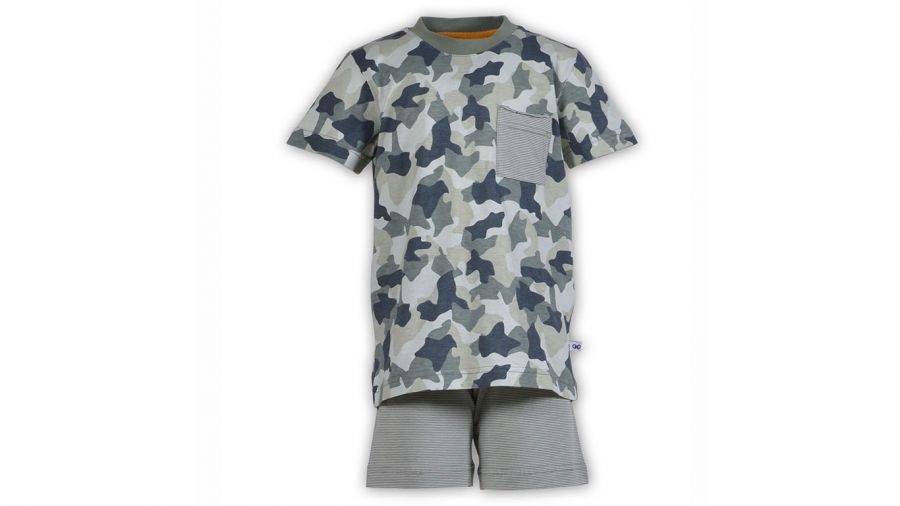 Jongens-Heren Pyjama, Kaki Camouflage All-Over Print