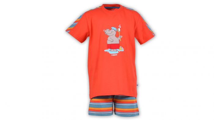 Unisex Pyjama, Grenadine Rood, Nijlpaard