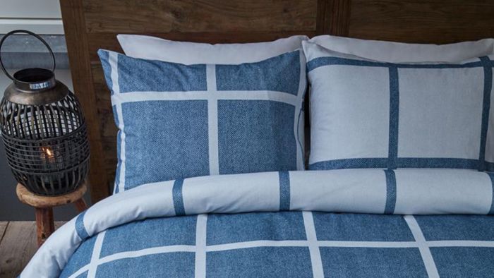 Rivièra Maison Grand Street Dekbedovertrek Flanel - Blauw