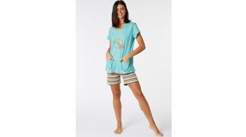 Woody Dames Pyjama Zeegroen