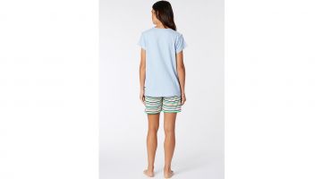 Woody Dames Pyjama Lichtblauw Korte Short