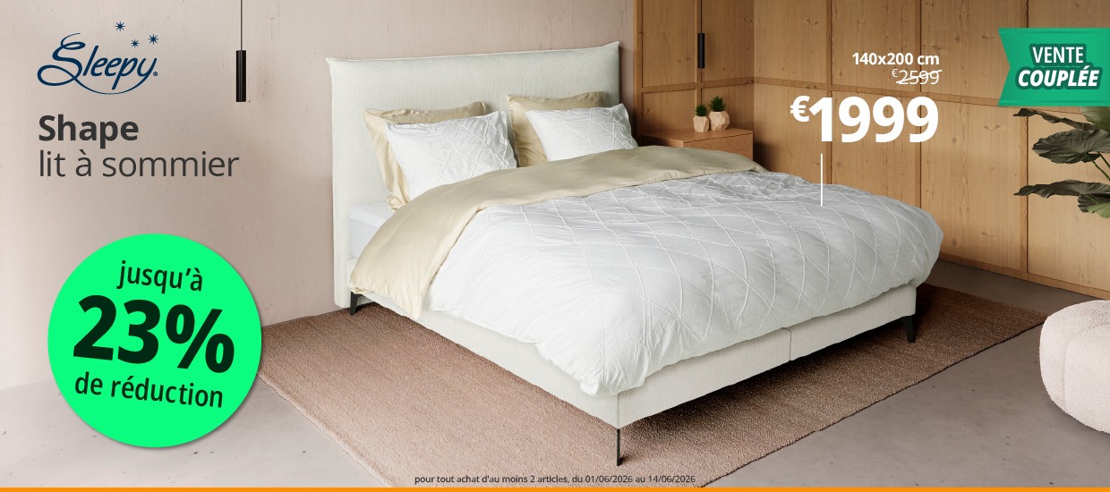 Ensemble boxspring Sleepy Shape Flat - Oreiller Linear